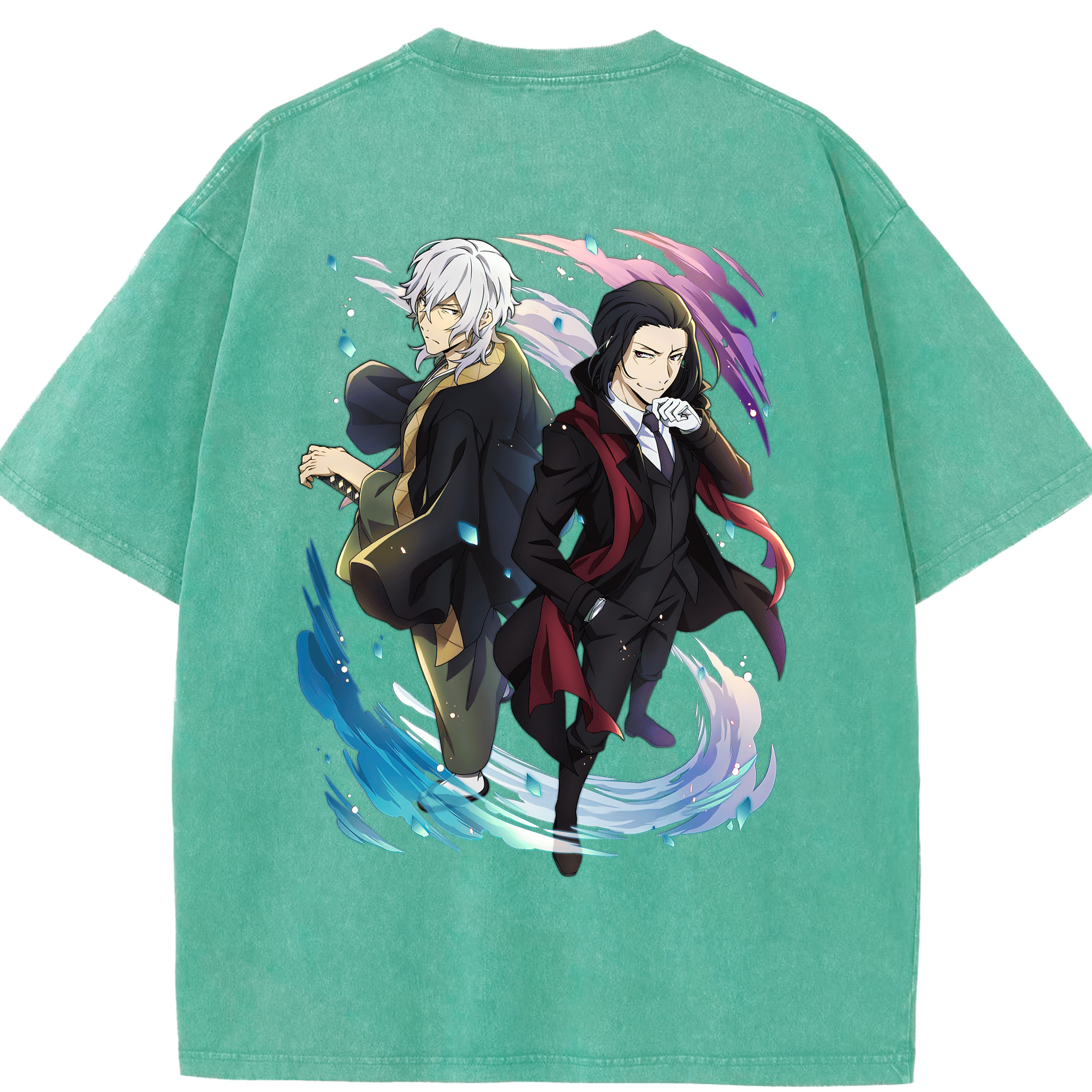 （画像用） 文豪ストレイドッグス Bungo Stray Dogs 綿100% ヴィンテージ風 半袖Tシャツ（背面プリント）